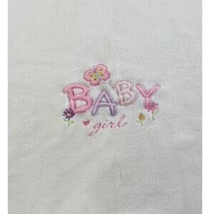 Circo Baby Words Blanket Girl White Pink Butterfly Flower Soft Plush Target Vntg